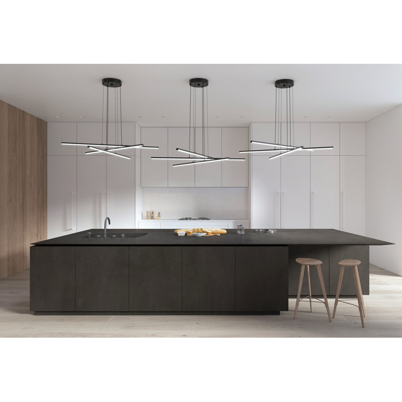 Stix 3 - Light LED Chandelier, Satin Black
