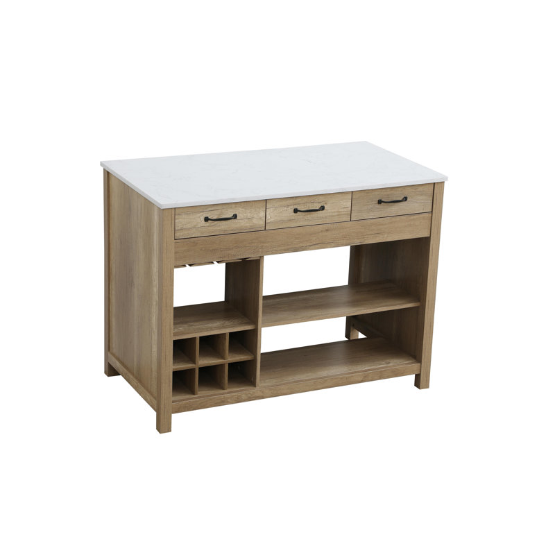 48 inch Kitchen Island, Natural Oak/Black