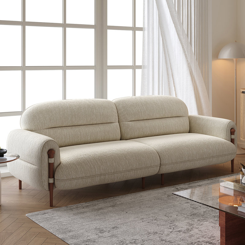 102.36"White Solid wood chenille Sofa, 34.65" H x 102.36" W x 37.8" D