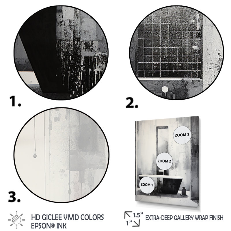 «Bathroom Minimalist Elegance I» - Art mural de salle de bain, H 20 po x l 12 po x P 1 po
