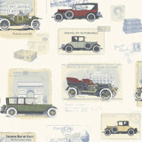 Nostalgie Antique Cars 33' L x 21" W Wallpaper Roll