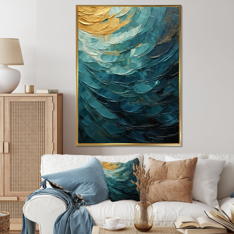 Okehampton - Abstract Spirals Canvas Wall Art_106115, Toile avec cadre flottant or, H 20 po x l 12 po x P 1 po