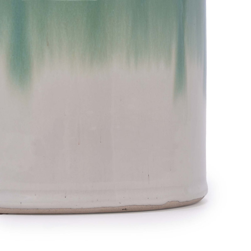 High-quality ceramic flower pots, White/Green
