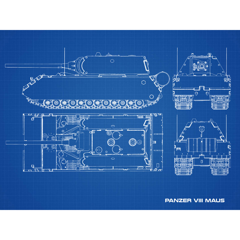 Panzer VIII Maus Super-Heavy Tank Blueprint Plan - No Frame Print