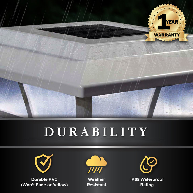 White PVC Solar LED Post Cap Light Multipack