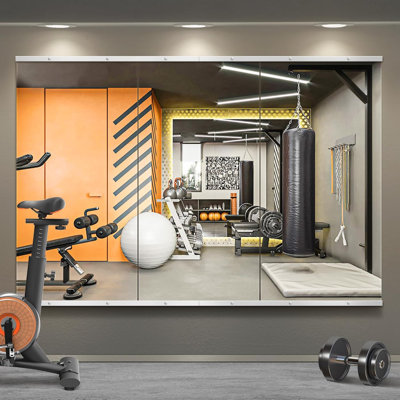 Miroir mural sans cadre en 3 parties (122 x 61 cm) - Grand miroir pleine longueur pour salle de sport, verre incassable HD, idéal pour le gymnase à domicile, la chambre et le garage.