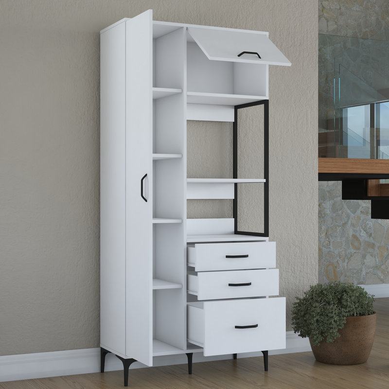 Multi-Purpose Cabinet, 100% Melamine Coated E1 Quality Chipboard, White, 35.4 x 78.1 x 15.7 inches | Stylish Modern Design, Durable & Functional Storage Solution for Home or Office | Perfect for Organizing Essentials