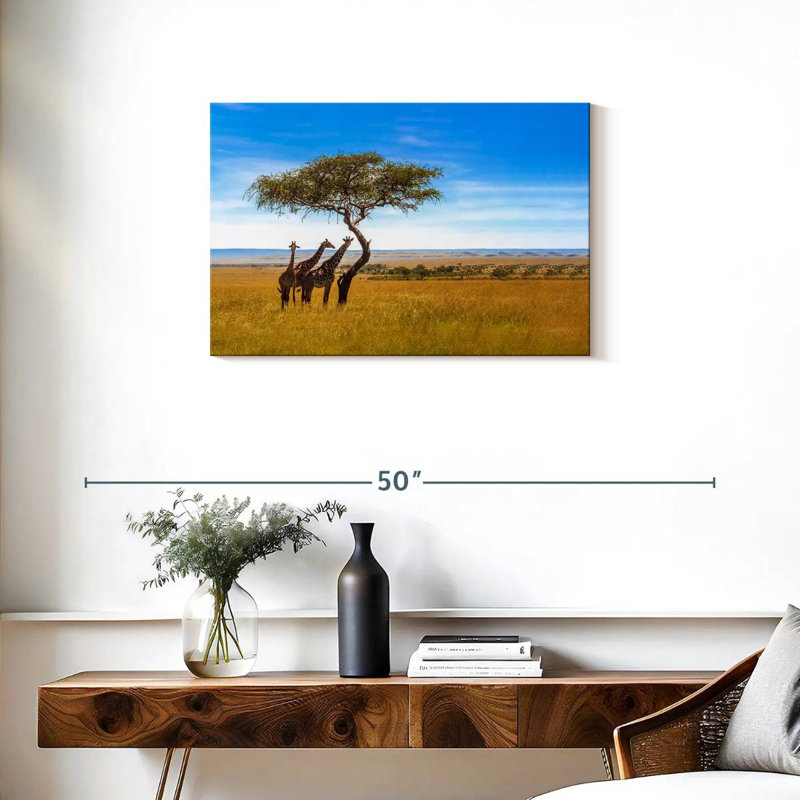 Brampt, savane, girafes d'Afrique, H 20 po x l 30 po