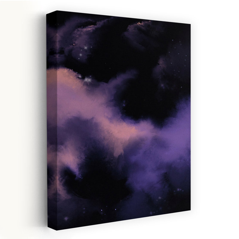 Ethereal Space Nebula Abstract Dreamy Ethereal Violet Landscape Nature Wall Art Print 1 Piece Wrapped Canvas Wall Art