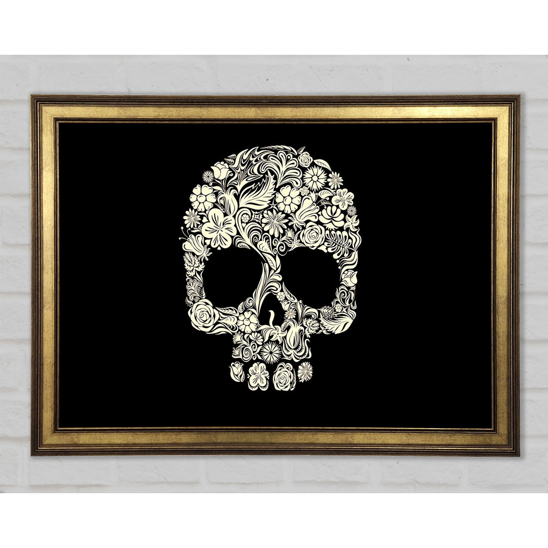 Skulls Floral - Einzelner Bilderrahmen Kunstdrucke