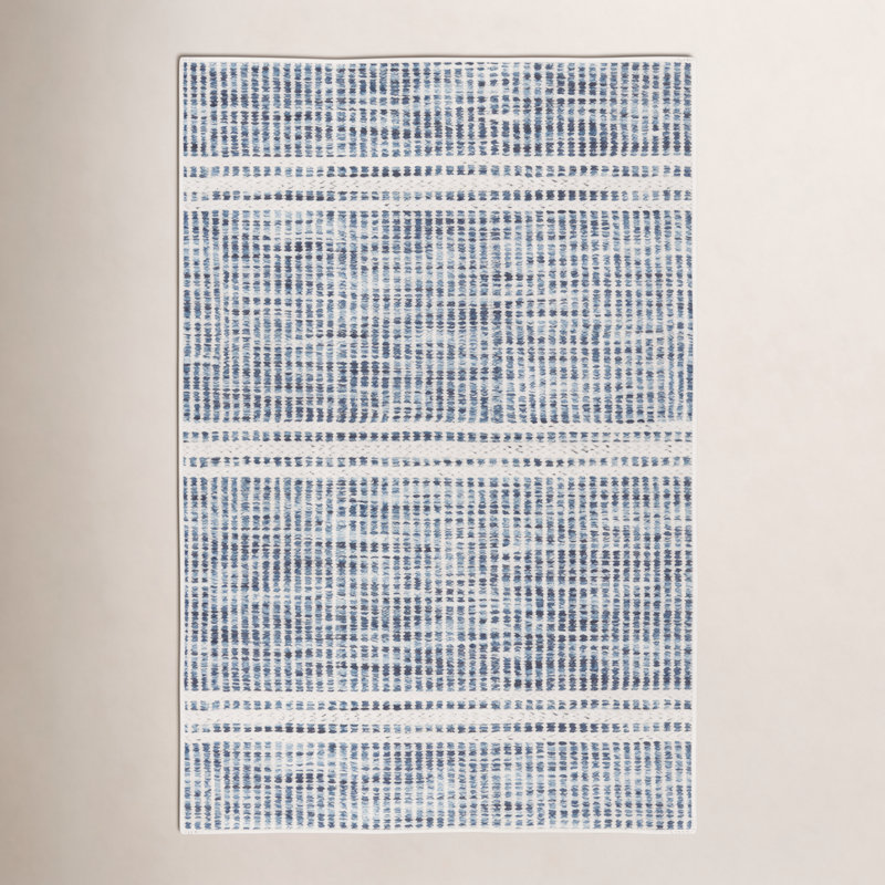 Malta Blue Machine Printed Washable Rug, Rectangle 5' x 8'