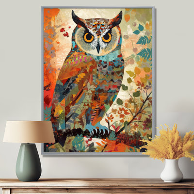 Chouette bohème colorée rétro Illustration - Art animalier chouette, salon