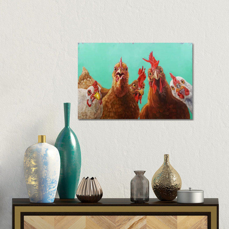 Poulet pour le dîner - bleu sarcelle, 6 pièces, Toile tendue, H 12 po x l 18 po