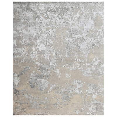 Abstract Area Rug in Silver And Grey