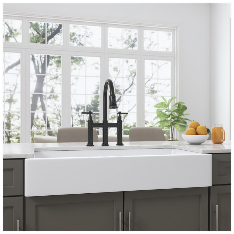 Évier de cuisine à tablier frontal blanc L 37 po x l 19 po