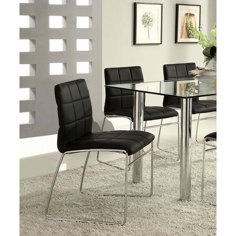 Similicuir 2 pièces chaises de salle à manger pieds en métal chromé