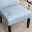 Chaise d'appoint à rayures bleues avec assise en mousse, fabrication stable en bois d'hévéa massif, ajoute de l'élégance à n'importe quel tissu de pièce, confort épais, durabilité du bois, convient à de multiples styles de décoration