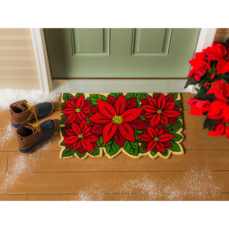 Poinsettia 31 po x 19 po tapis de porte extérieur antidérapant Pugh