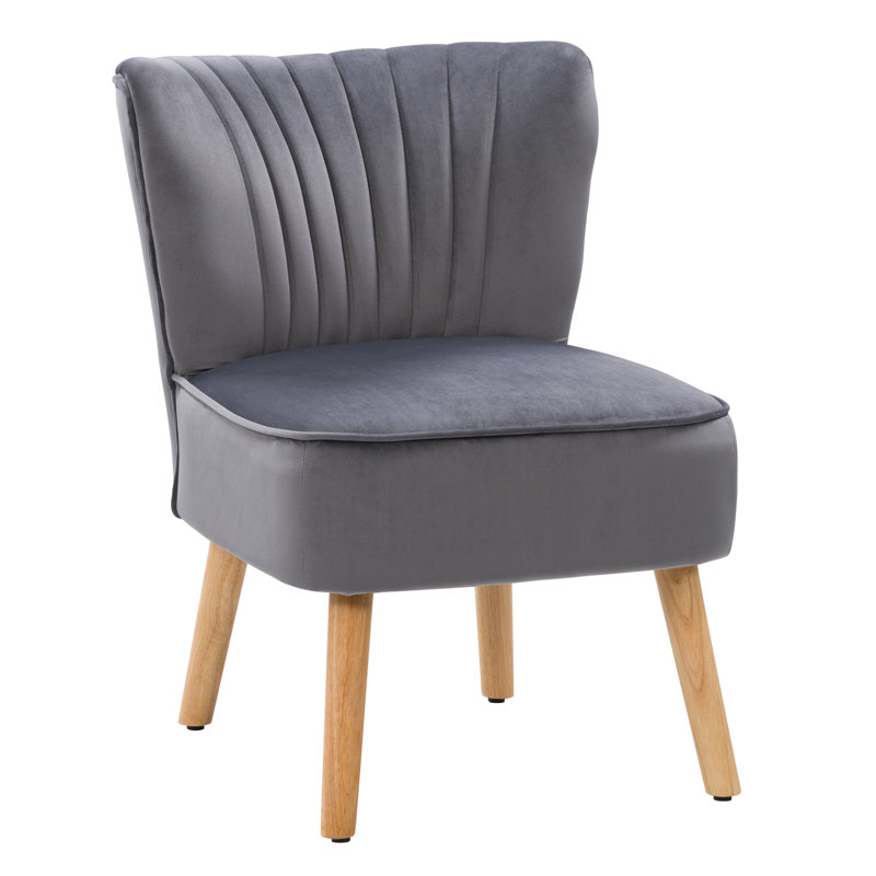 Chaise d'appoint en velours de 25,5 po Logan, Velours gris