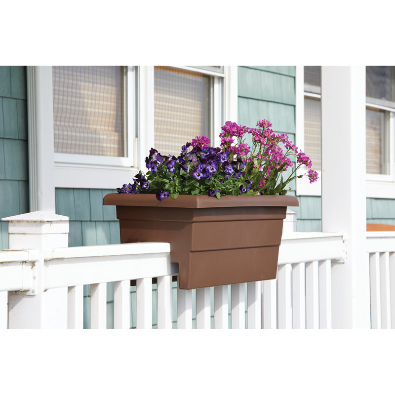 Kaysville Plastic Rectangular Railing Planter, Brown