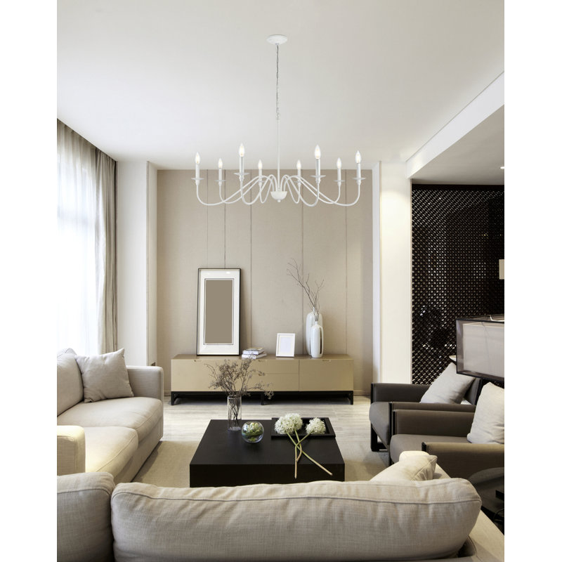 Luminaire suspendu unique Maus, H 21,8 po x l 42 po x P 42 po, Blanc, 8 lumières