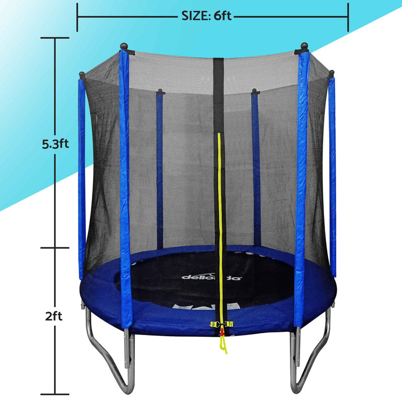 Dellonda ft Round Backyard Trampoline with Safety Enclosure