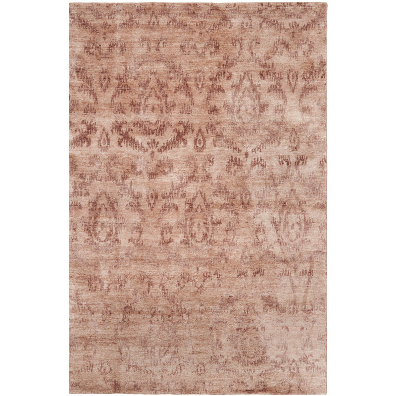Tapis floral en viscose / coton noué à la main Andreco, Rectangle 9 pi x 12 pi