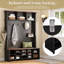 Porte-manteau d'entrée 4 en 1 style ferme avec banc, rangement à chaussures 16 compartiments, 6 crochets et porte-parapluies, noir-133993870