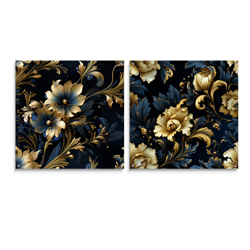 Hounslow - Ensemble de 2 peintures murales abstraites en acrylique, H 16 po x l 33 po