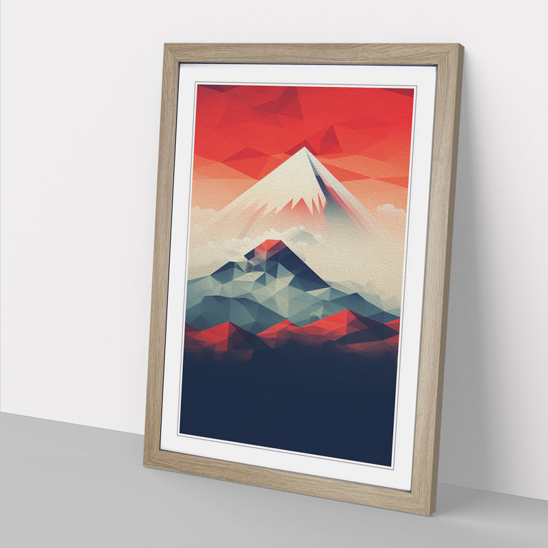 XYZ-FRM-V1223-4606 Mount Fuji Geometric - Single Picture Frame Print on Wood, 46cm H x 34cm W x 2cm D