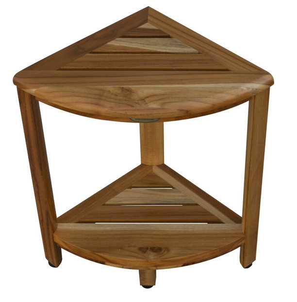 18" X 17" Teak Corner Shower Bench, Brown