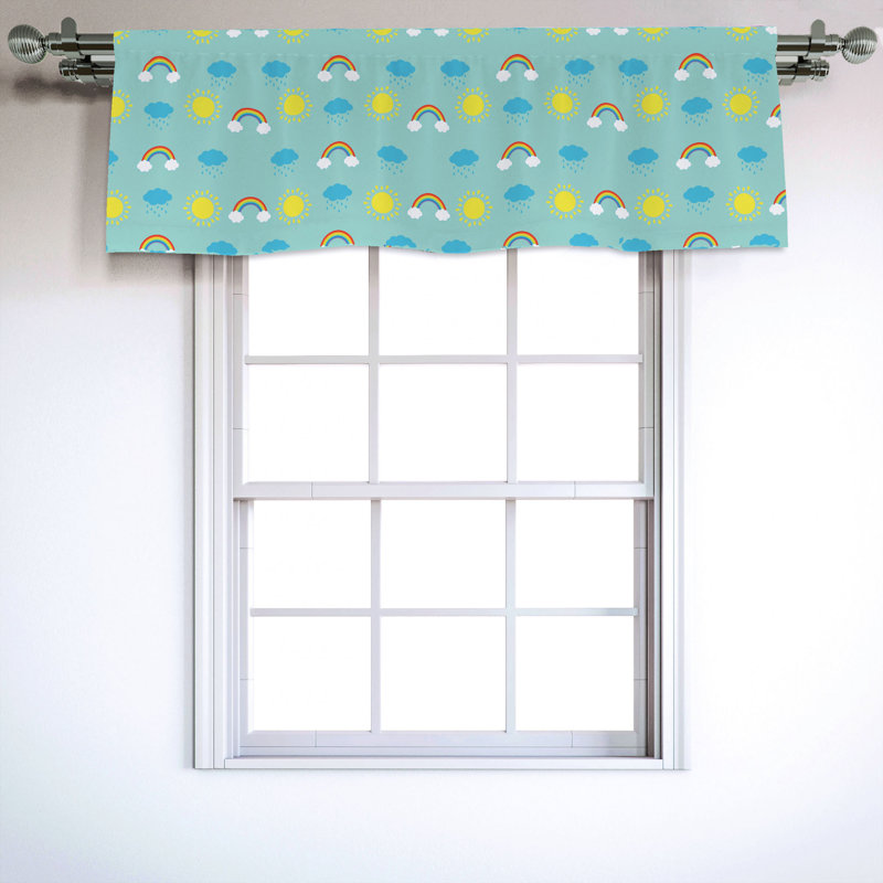 Multicolor Weather Theme Satin Rod Pocket Valance