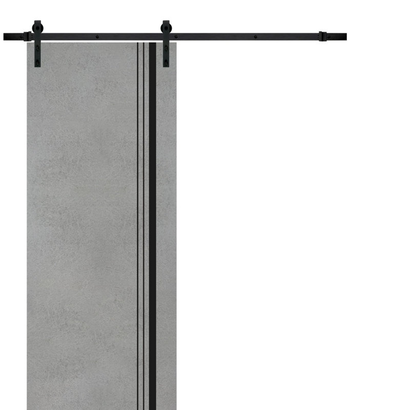 Porte de grange en bois massif massif, 32 po x 84 po, Béton