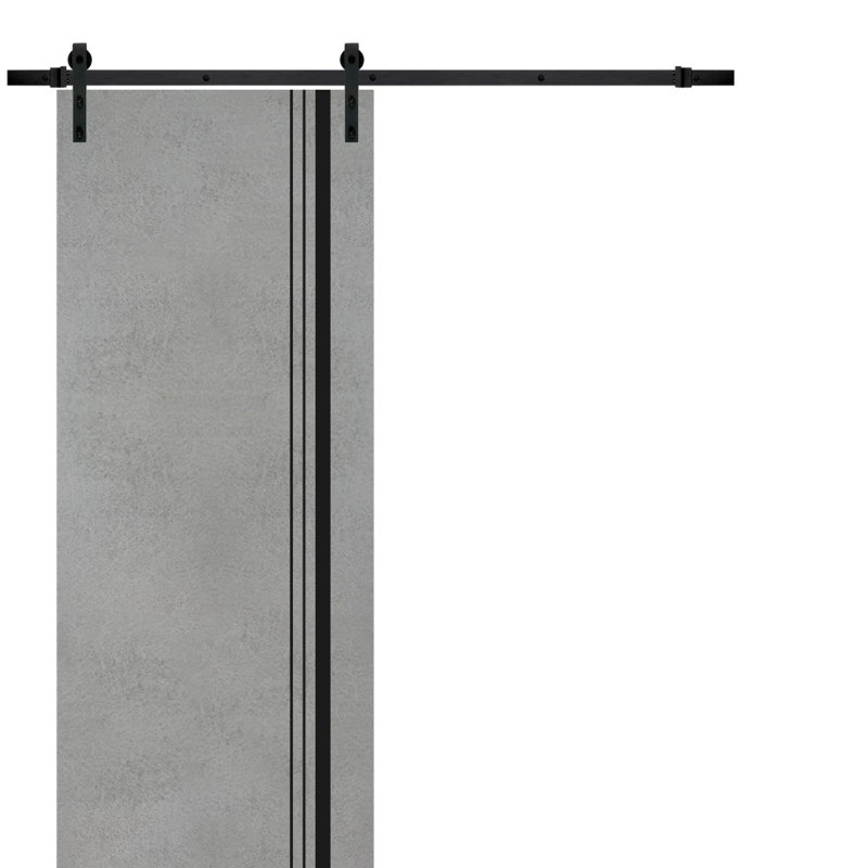 Porte de grange en bois massif massif, Béton, 18 po x 96 po