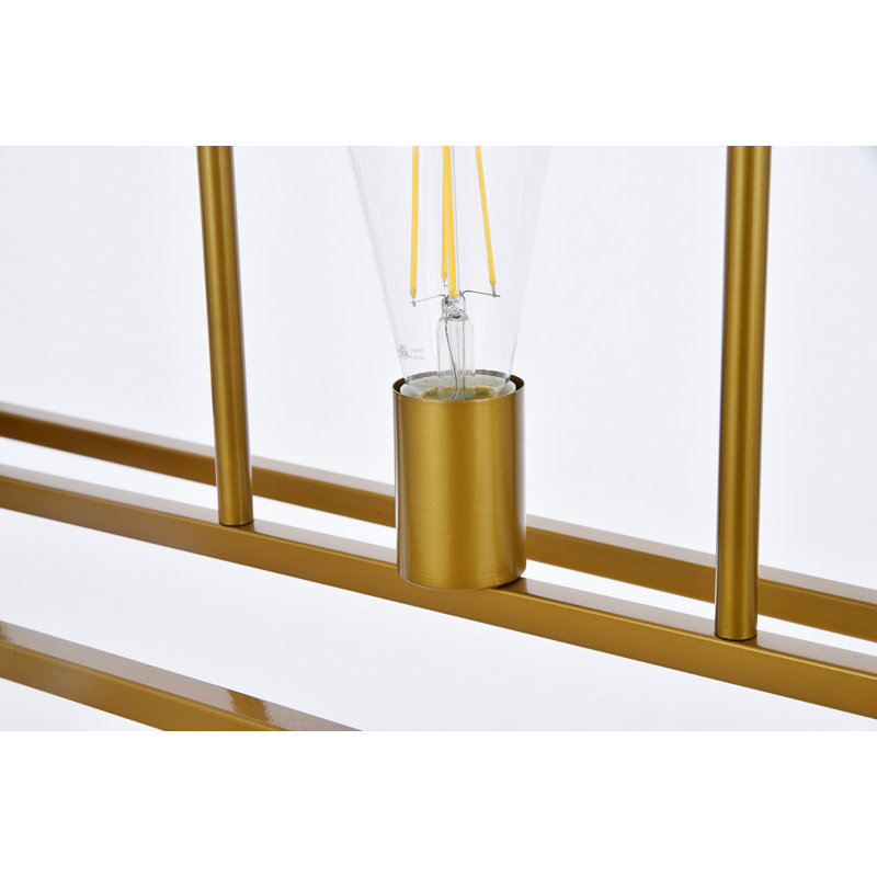 Luminaire suspendu rectangulaire 3 lumières, Laiton
