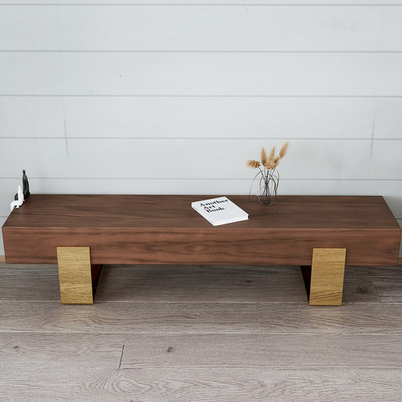 Banc simple en bois massif brun-noisette