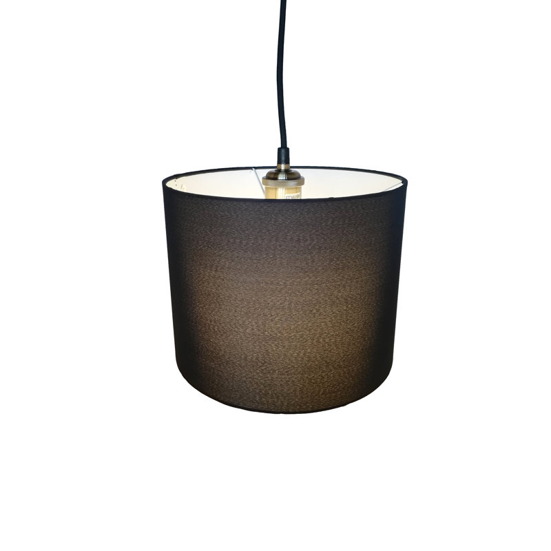 Cylinder Shades Drum Cotton Pendant Shade ( Screw On ), 20.2cm H x 25.5cm W x 25.5cm D, Black