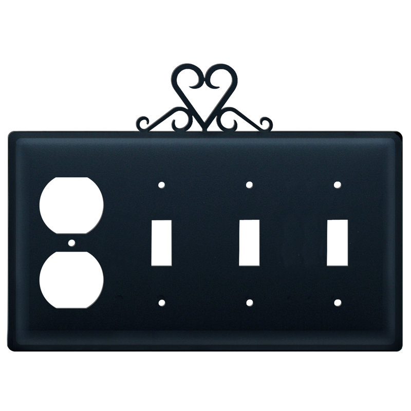 Heart 4-Gang Duplex Outlet / Toggle Light Switch Combination Wall Plate