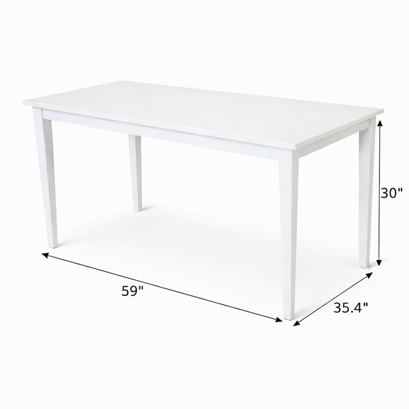 Table de salle à manger Phung, H 30 po x L 59 po x l 35,4 po, Blanc