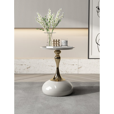 Modern Side Table with Weighted Base, Scratch-Resistant & Nano-Coated Finish - Versatile Accent Table for Living Room, Bedroom, Balcony