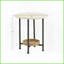 Table basse contemporaine ovale avec plateau en panneau de fibres à densité moyenne blanc Pieds en métal noir - tablette de rangement inférieure pour le salon