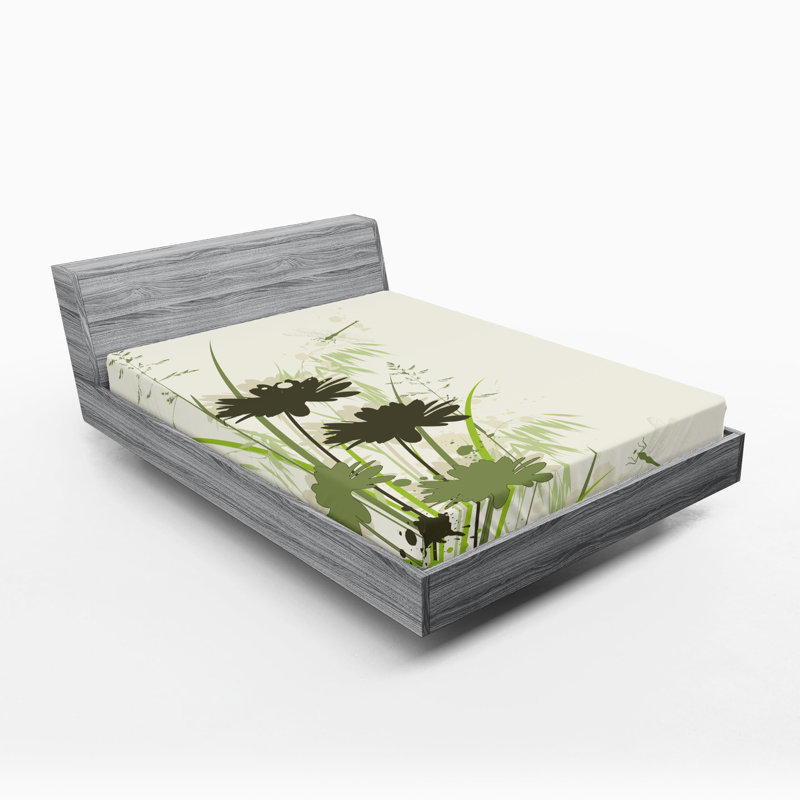 Ensemble de 2 drap-housse Ambesonne Green, Ensemble de draps pour taille de lit double