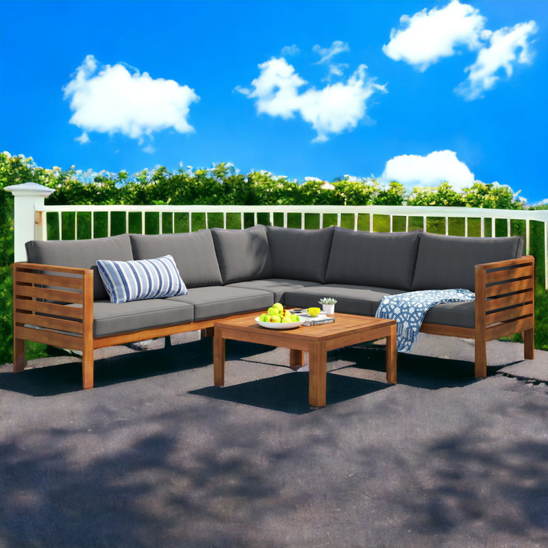 Acacia 5 - Person Patio Conversation Set with Cushions, Gray