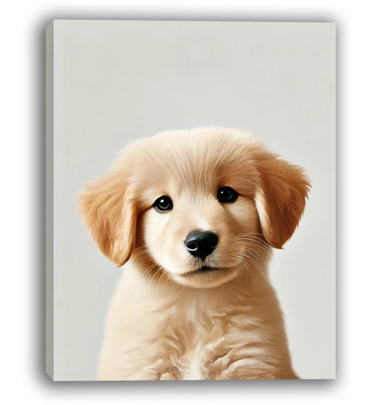Chiot Golden Retriever - art mural sur toile tendue, H 24 po x l 16 po