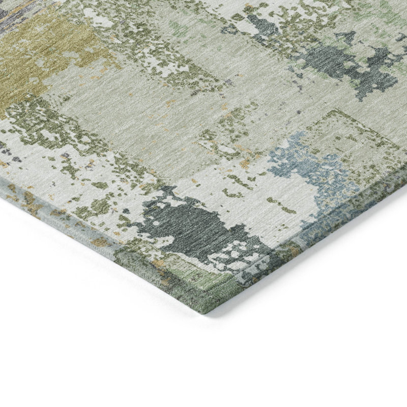 Machine Washable Indoor/Outdoor Husby ACN2212 Abstract Rug, Rectangle 8' x 10'