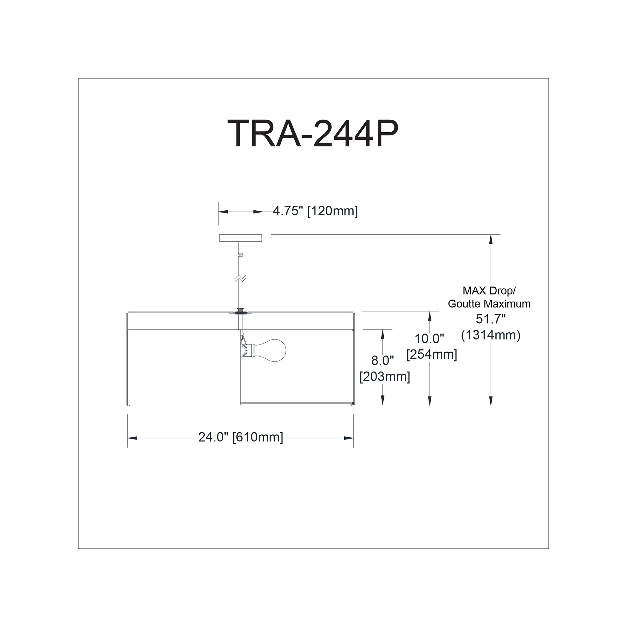 Trapezoid 4 Light Shaded Drum Chandelier, White/Black, Black