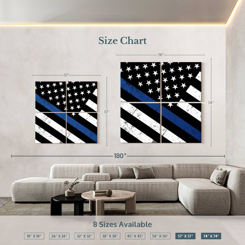 Drapeau de soutien de la police américaine, H 57 po x l 57 po