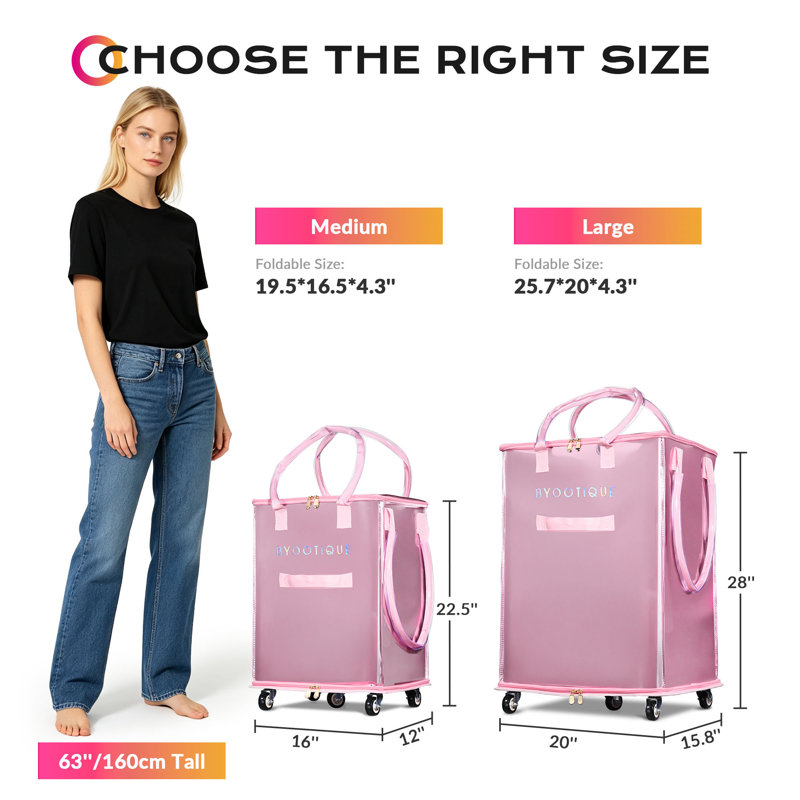 Sac d'épicerie sur roulettes Byootique 20 "BubbleRush, Rose