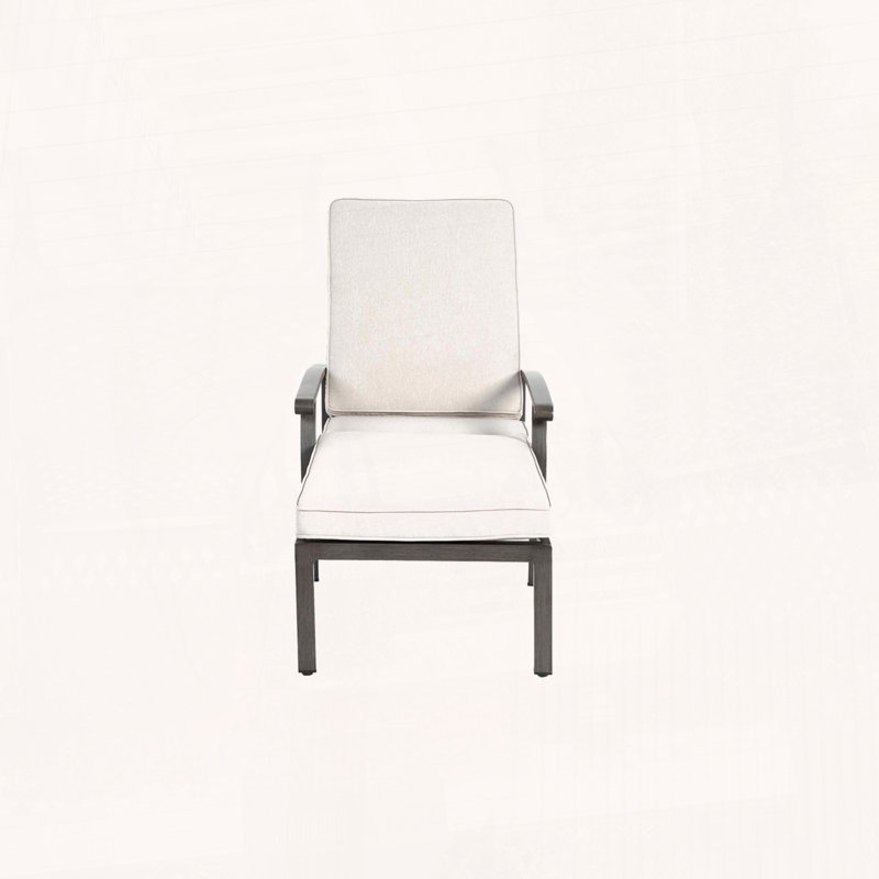 Cast Aluminum Chaise Lounge with 5-Position Reclining and Wheels, Beige