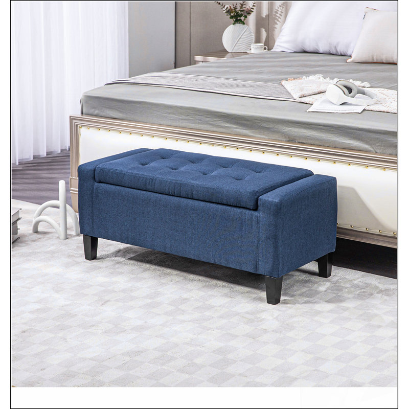 Repose-pieds avec rangement, banc de rangement rembourré avec plateau relevable et capitonnage à boutons pour le salon, Gris
